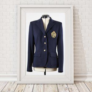 LAUREN BY RALPH LAUREN NAVY BLAZER WITH GOLD